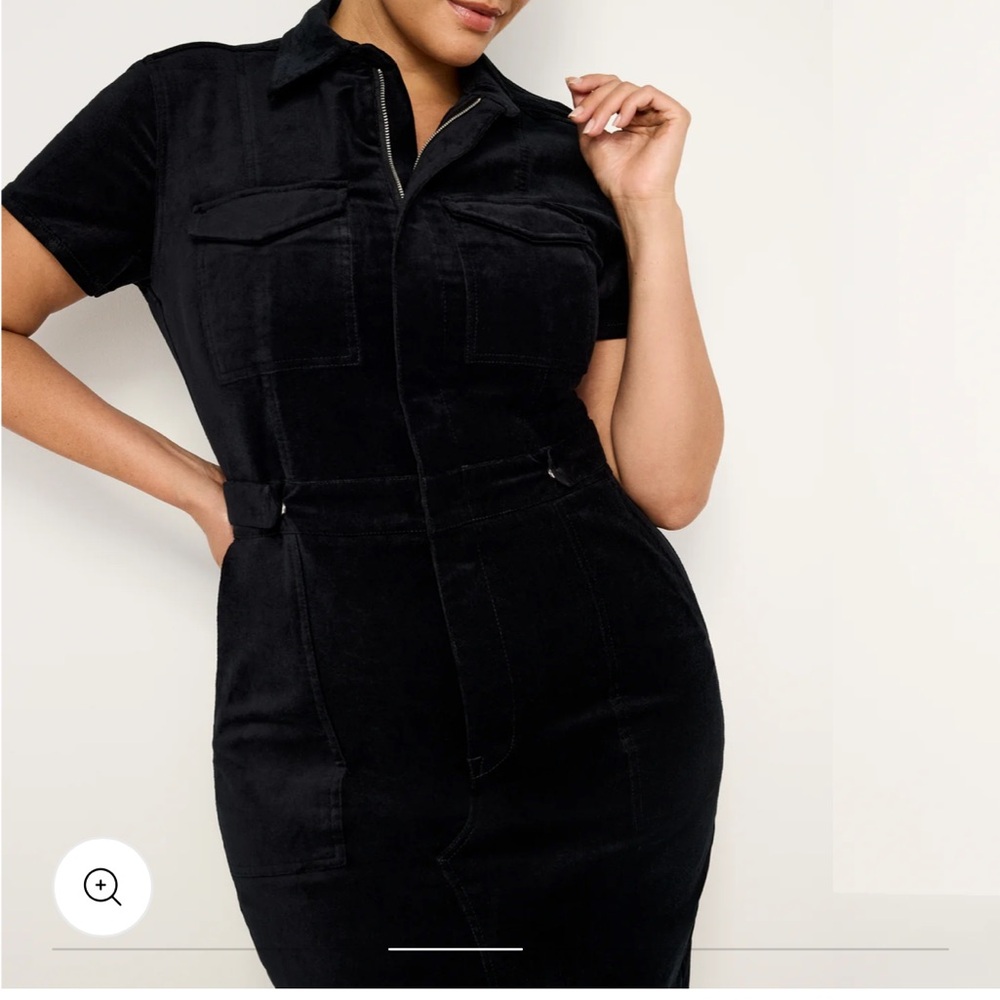 Good American Black Velvet waist cinch Dress